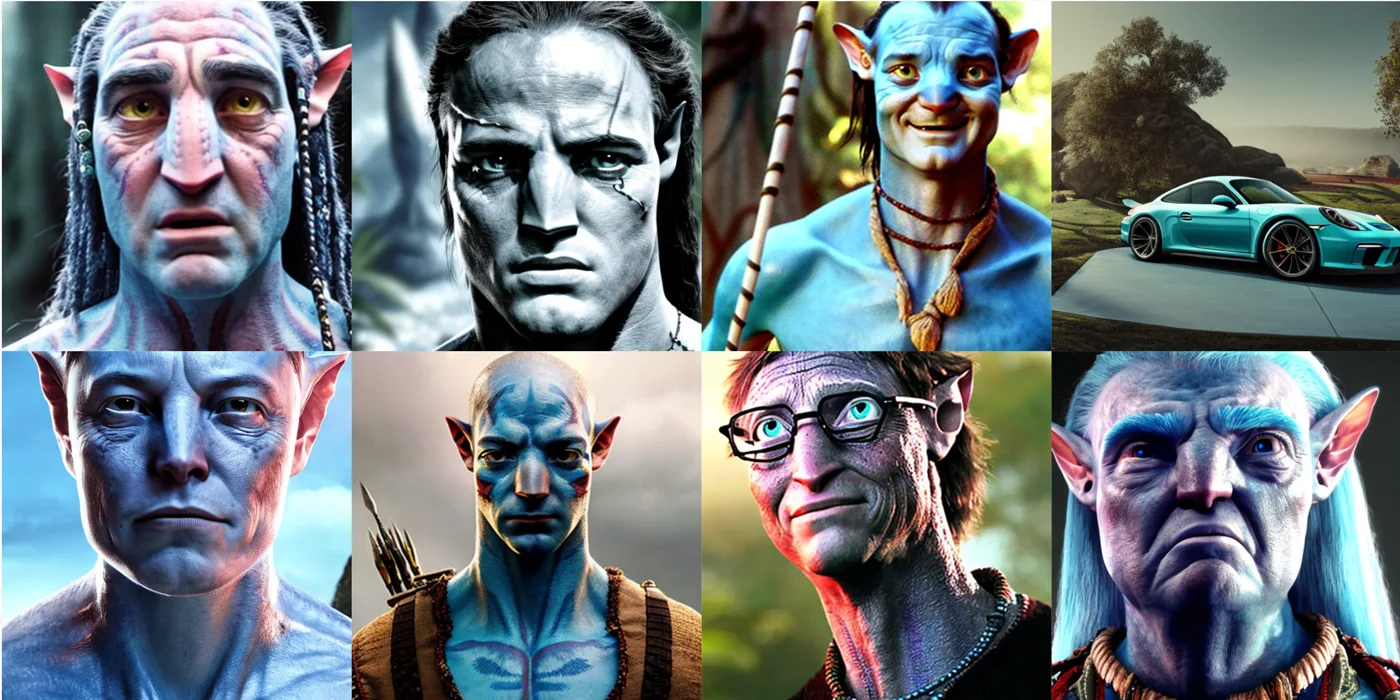 Avatar-style generated images grid